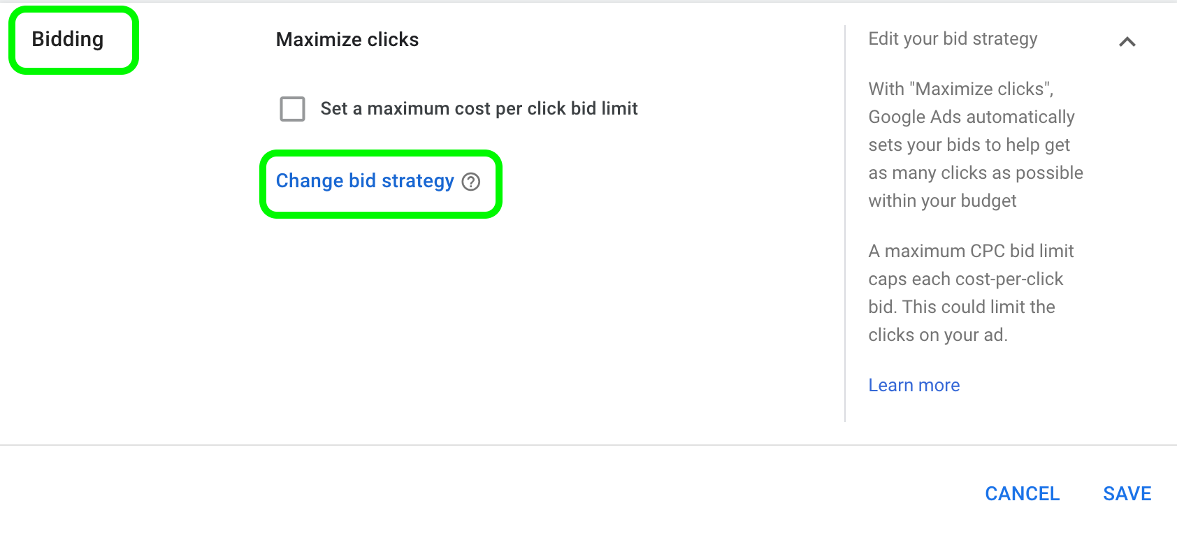 Navigate To Change Your Campaign Bid Strategy in Google Ads