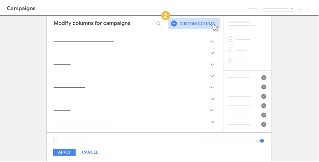 Columns and Segments in Google Ads - Adding a Custom Column