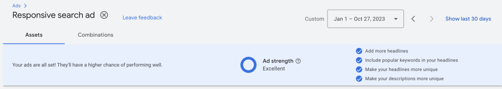 Assets Report in Google Ads