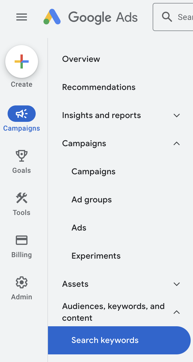 How to change Google Ads Keyword match types